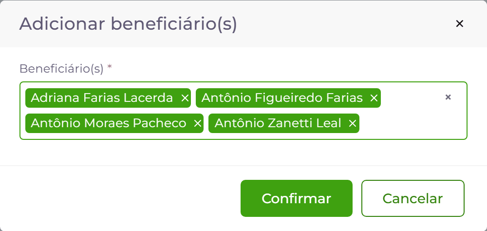 Quatro beneficiários selecionados.