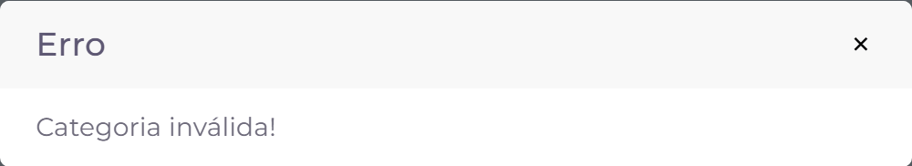Aviso de erro: a categoria ficou em branco.