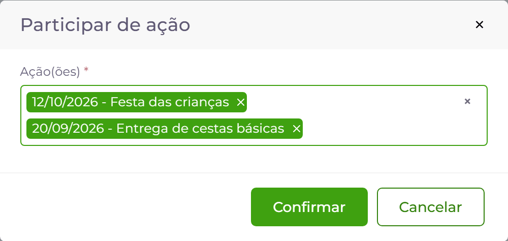 Escolha das ações.