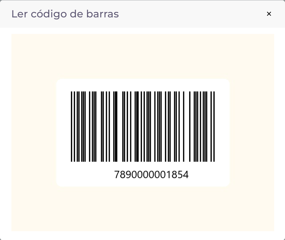 Leitura do código de barras pela câmera.