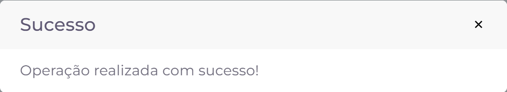 Aviso de operação concluída.