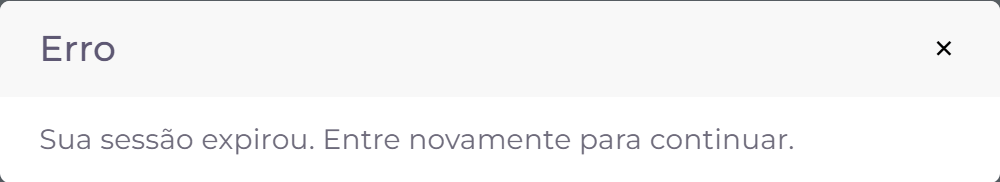 Aviso de sessão expirada.