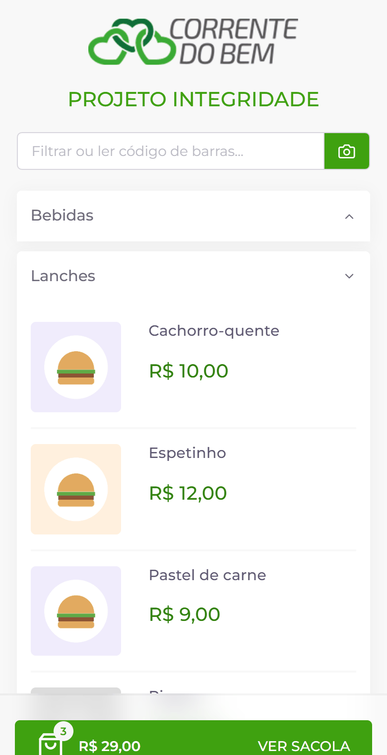 Sacola com itens.